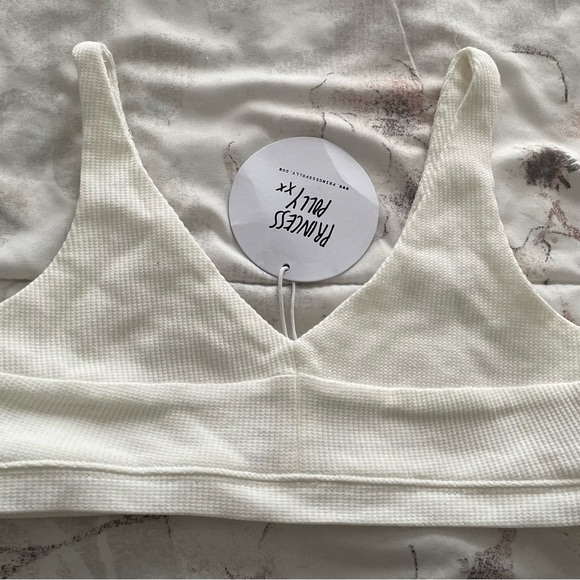 NWT Princess Polly So Simple white ribbed lined bralette, size 6 athleisure - Picture 12 of 15